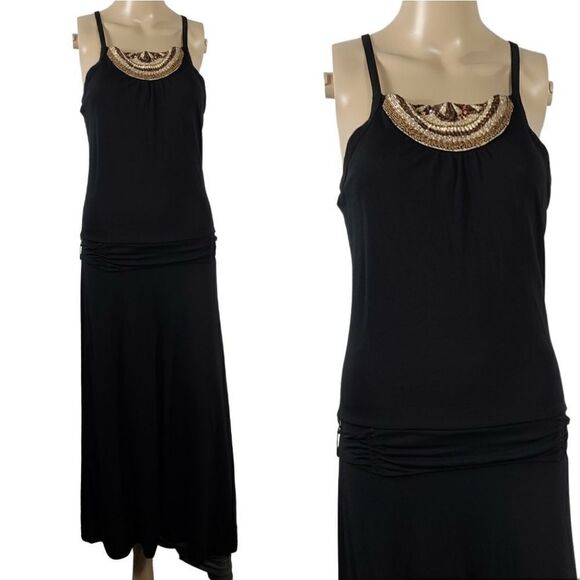 Banana Republic  Black and Beaded Neck Line Dress - Picture 1 of 5